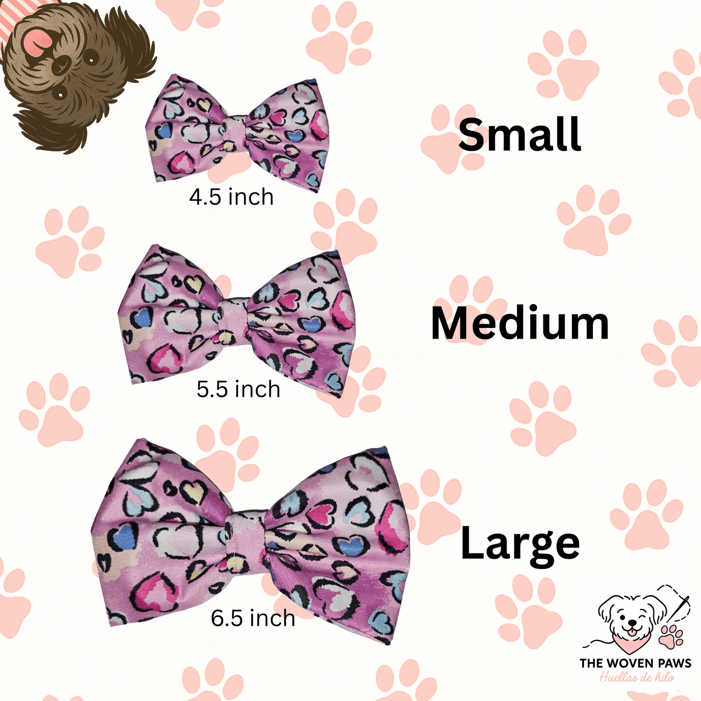 Watercolor Love Dog Bow