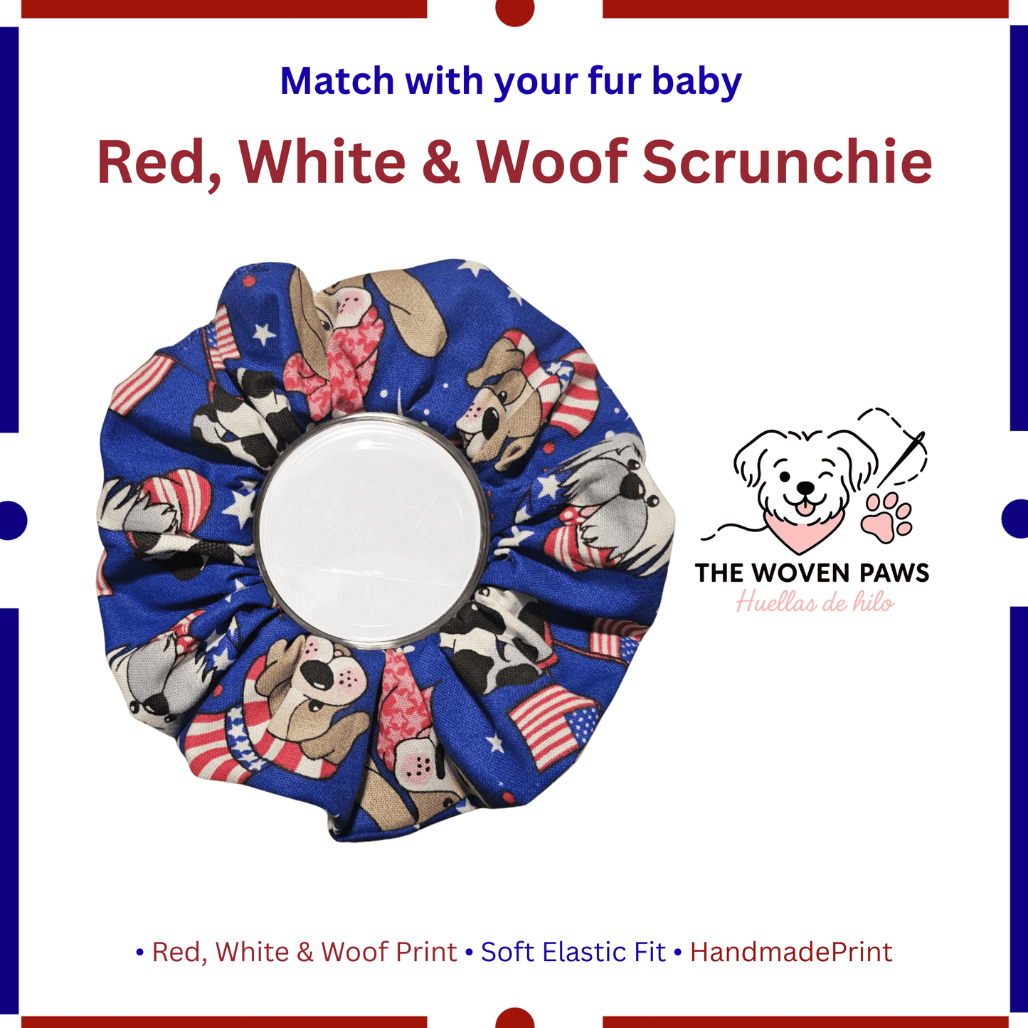 Red, White & Woof Scrunchie