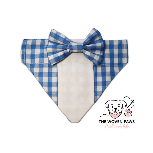 Blue Gingham Tuxedo Bandana