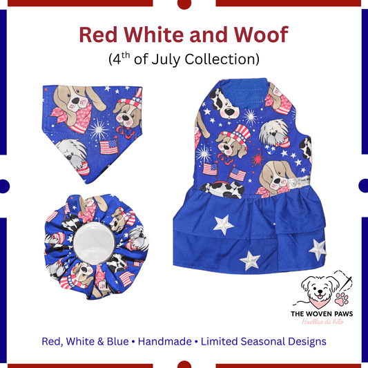 Red, White & Woof Scrunchie