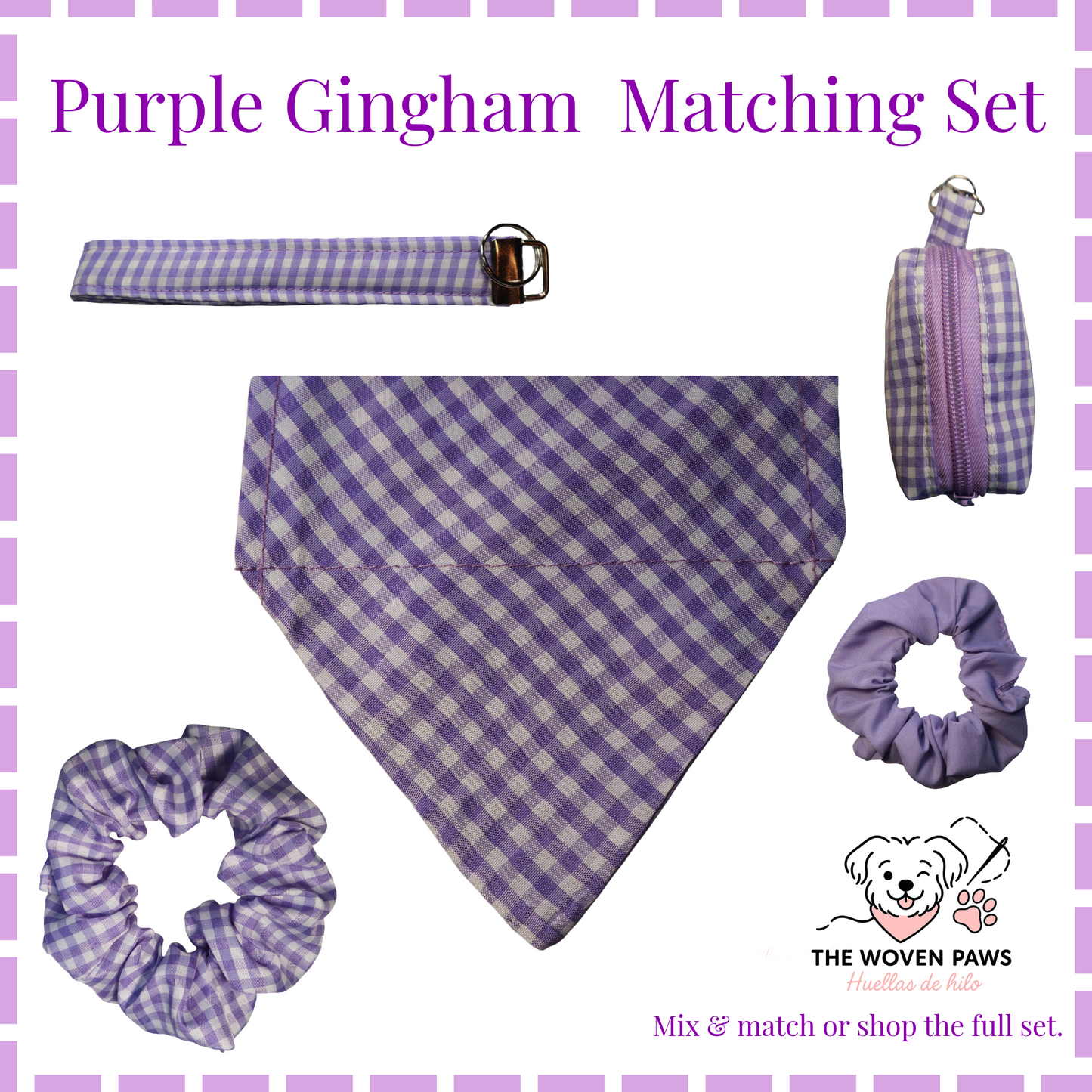 Purple Gingham Scrunchie