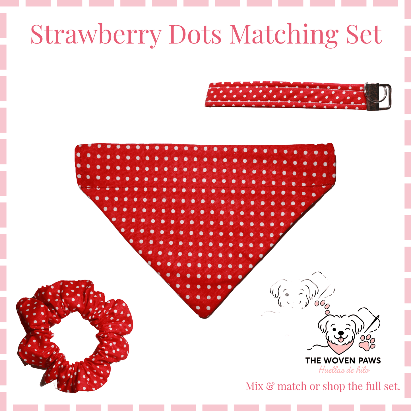 Strawberry Dots Key Fob Wristlet