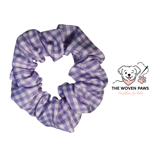 Purple Gingham Scrunchie