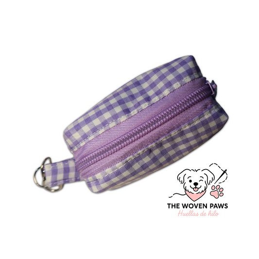 Purple Gingham Poop Bag Holder